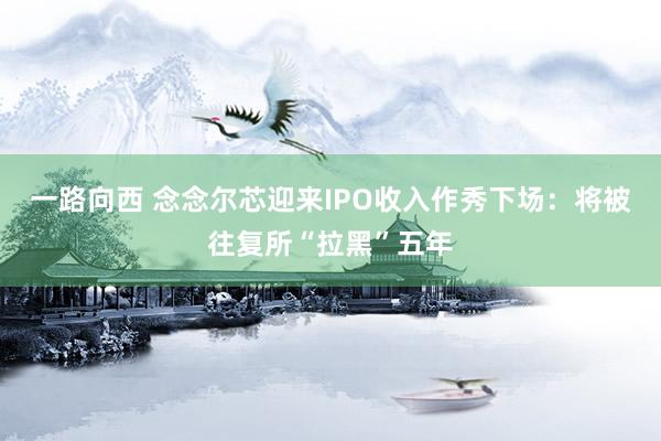 一路向西 念念尔芯迎来IPO收入作秀下场：将被往复所“拉黑”五年