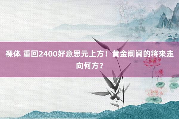 裸体 重回2400好意思元上方！黄金阛阓的将来走向何方？