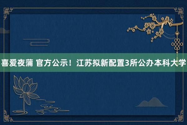 喜爱夜蒲 官方公示！江苏拟新配置3所公办本科大学
