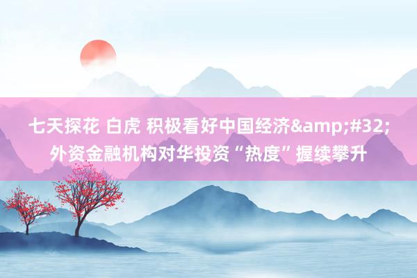 七天探花 白虎 积极看好中国经济&#32;外资金融机构对华投资“热度”握续攀升