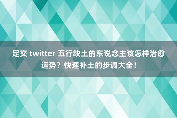足交 twitter 五行缺土的东说念主该怎样治愈运势？快速补土的步调大全！