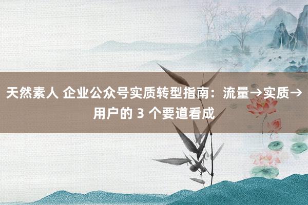 天然素人 企业公众号实质转型指南：流量→实质→用户的 3 个要道看成