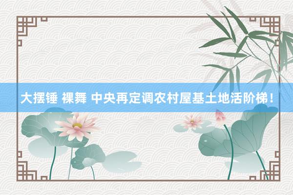 大摆锤 裸舞 中央再定调农村屋基土地活阶梯！